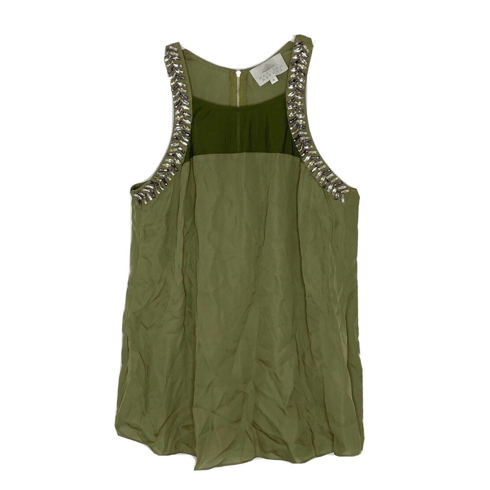 Madison Marcus Sleeveless Tank Beaded Neckline Rhinestone Blouse Silk Sz M new